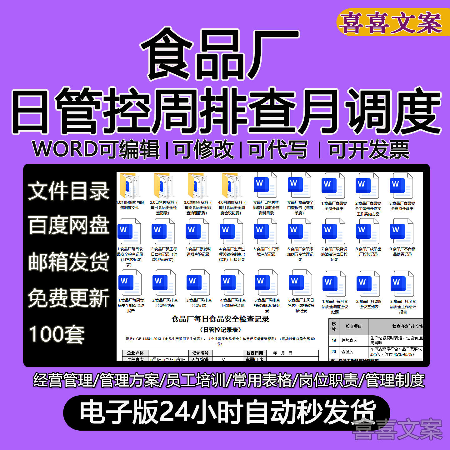 食品厂日管控周排查月调度管理制度食品安全周排查会议记录及试题