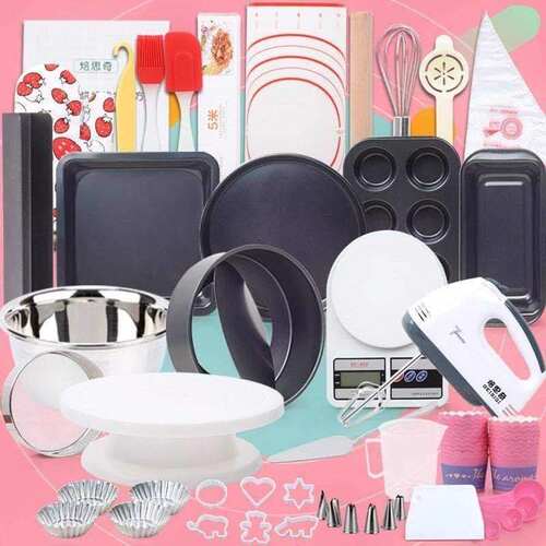 a set of baking tools for making cake, biscuit, aand bread