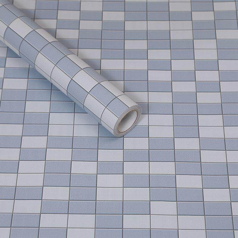 间防水墙浴厨房防油壁纸贴赛克自粘墙纸贴室厕所防.潮瓷砖马纸