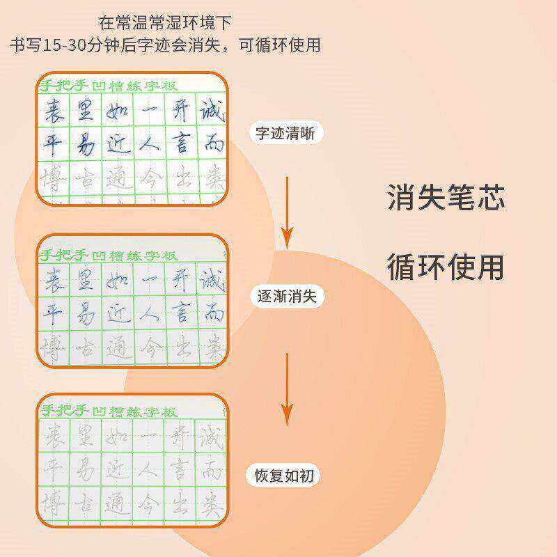 消失笔芯自动褪色练字笔成人儿童专用魔幻凹槽书写神器练字工具帖
