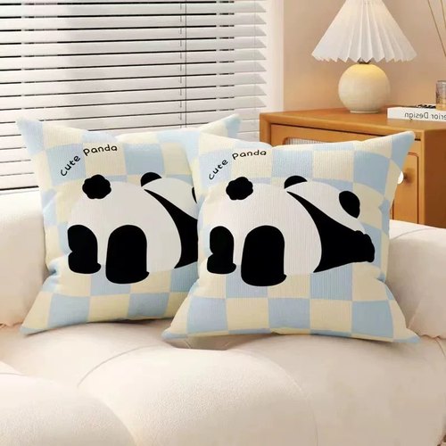 抱枕套客厅沙发熊猫花花靠枕新款汽车靠垫办公室椅子腰枕床头靠背