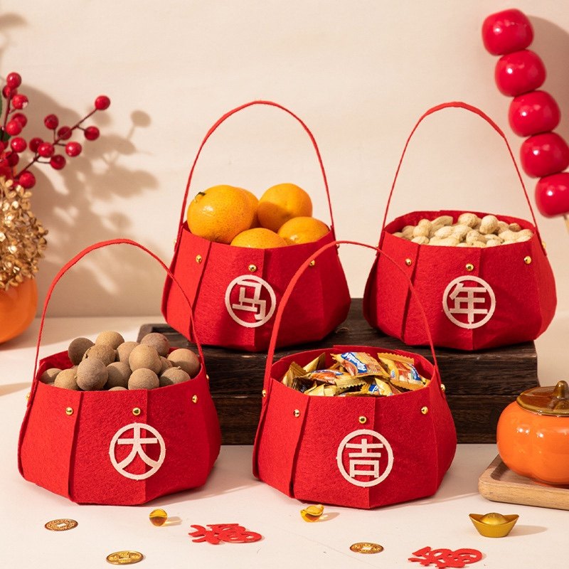 【四个装】过年喜庆摆件2026马年新年手提果篮家用果盘过年客厅氛,节庆用品/礼品,婚房装扮用品,淘宝优惠券,粉丝福利购,淘宝优惠卷