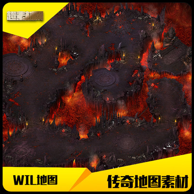 传奇地图素材地砖岩浆洞穴完整封边-DT186