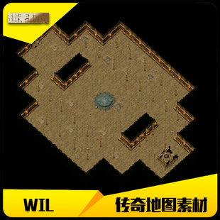 传奇地图素材高清复古地砖太古神殿封边完整-MF096