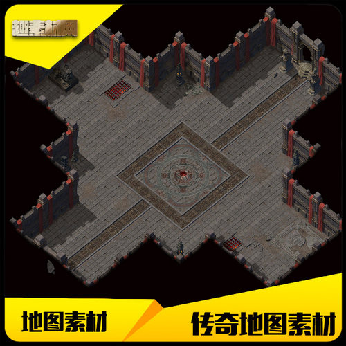 传奇地图素材高清真彩地砖地下战场封边完整-DT482