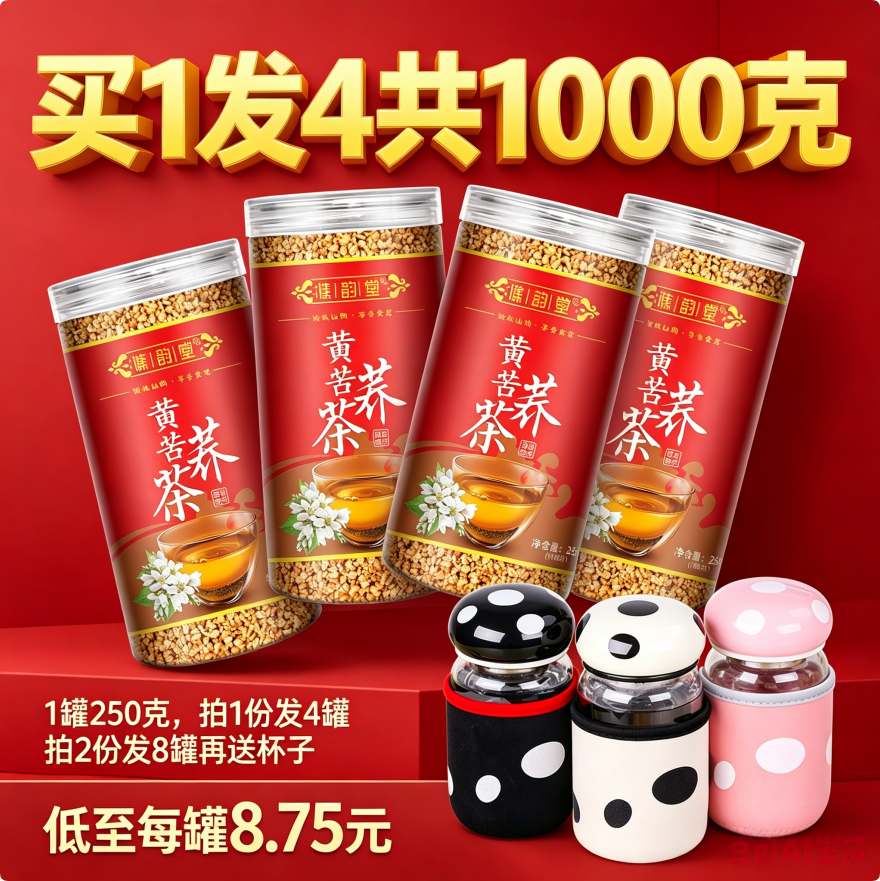 特级黄苦荞茶1000克饭店专用正品