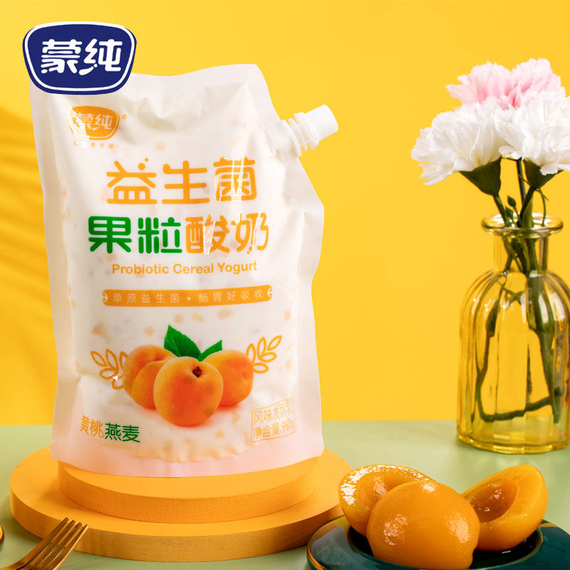 蒙纯 益生菌果粒酸奶960g 黄桃燕麦口味 袋装活菌酸牛奶