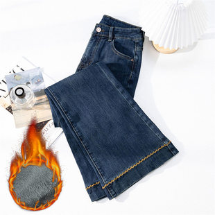 中山大涌顺德均安版型超好看微喇叭加绒牛仔裤2025年新款后妈裤冬
