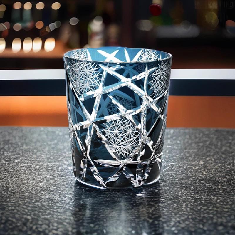 日式江户切子水晶玻璃杯威士忌酒杯家用装饰送礼手工刻花工艺直销
