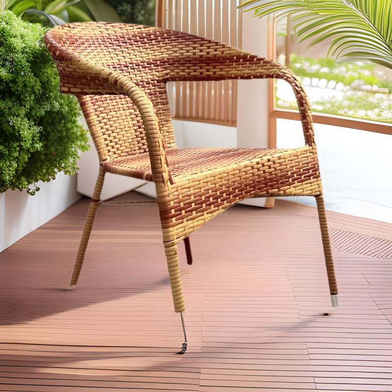手工编织户外PE藤编坐椅花园小院阳台喝茶靠背椅轻便庭院专用休闲