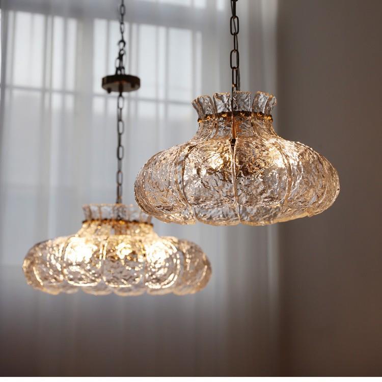 冰融复古玻璃法式餐厅灯 卧室美式吊灯中古设计师吧台灯具