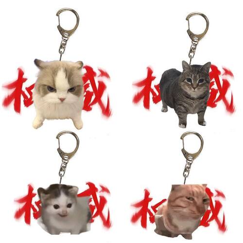 搞笑猫猫meme表情包权威钥匙扣可爱小猫书包亚克力挂件送闺蜜礼物
