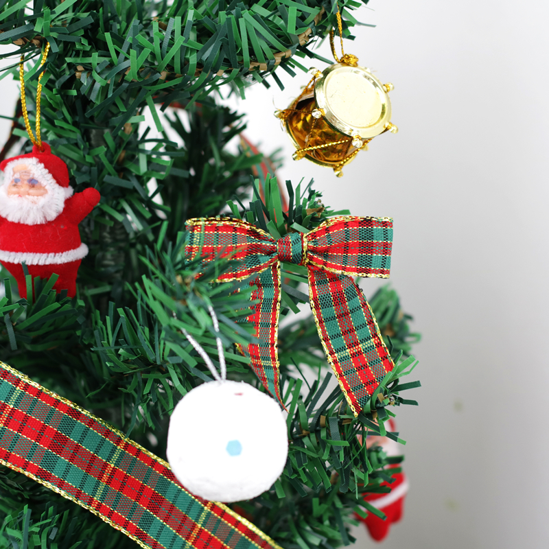 圣诞格子丝带节日装饰红绿金边织带蝴蝶结树diy新年礼物烘焙包装