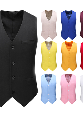 西装马甲男Men Vest Mens Casual Suit V-necked Slim Fit Vests