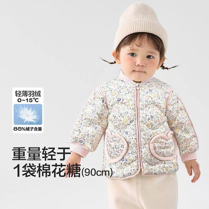 儿童宝宝轻薄款羽绒服男童女童短款冬装保暖2025新款婴儿秋冬外套