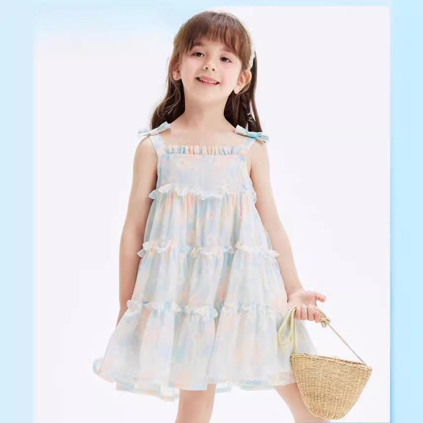 折扣女童连衣裙儿童雪纺吊带蛋糕裙2025夏季新款女孩公主裙洋气潮