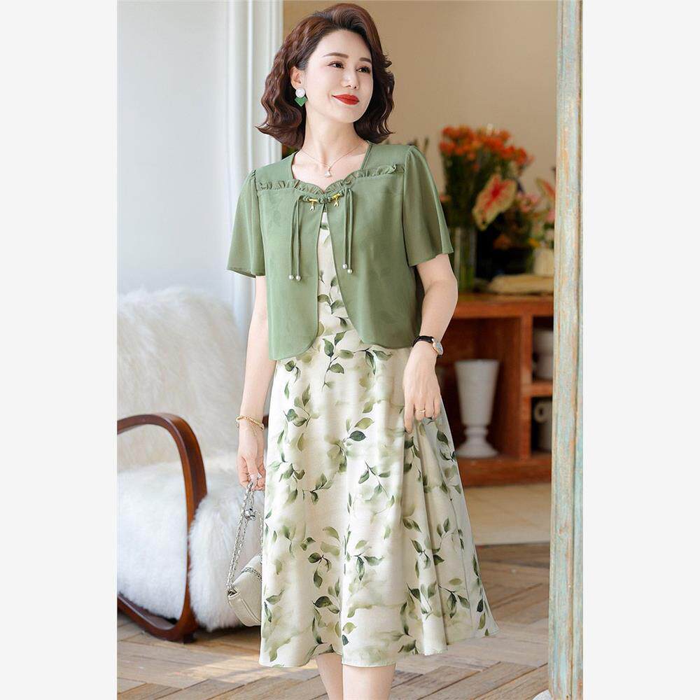 时尚妈妈装夏季雪纺假两