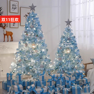 圣诞节新款 饰摆件 2024蓝色圣诞树场景套餐圣诞节装 饰品家用大型装