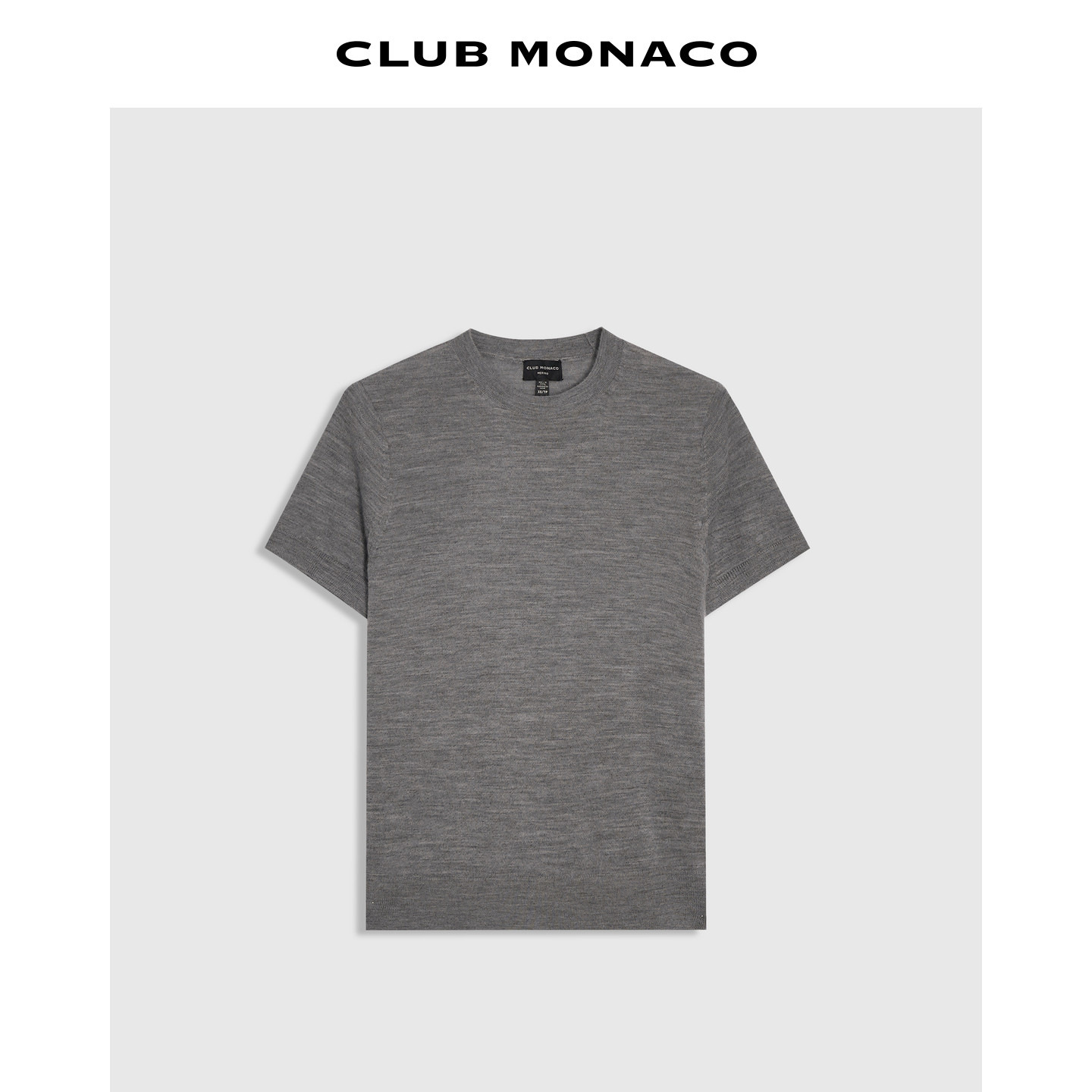 【100%绵羊毛】CLUB MONACO女士夏圆领修身短袖针织通勤打底 T 恤 - 实物图