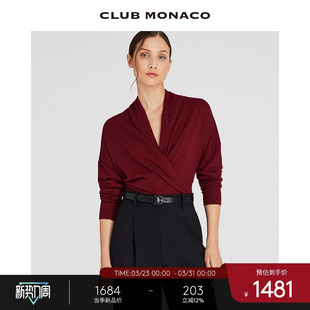 MONACO女装 CLUB 交叉荡领优雅毛衣 100%山羊绒