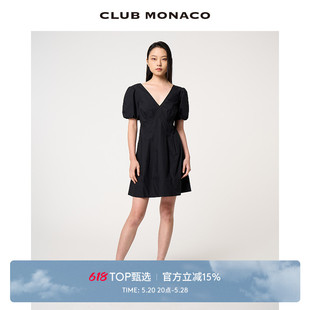 性感深V领高腰修身 CLUB MONACO女装 法式 小黑裙