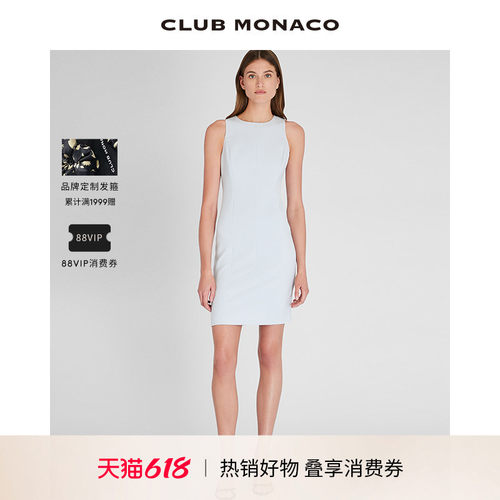 CLUB MONACO女装立体剪裁优雅法式气质无袖连衣裙