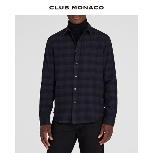 CLUB MONACO男装纯棉格纹英伦复古衬衫