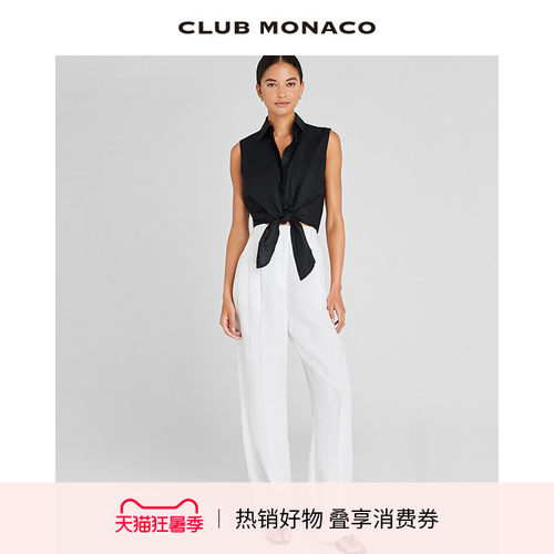 翻领露腰系带设计感衬衫