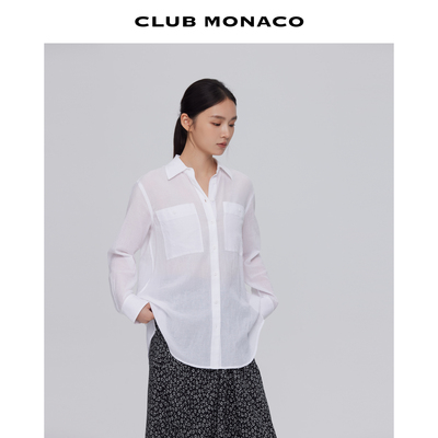 CLUB MONACO女装经典款通勤百搭纯色单排扣衬衫外套
