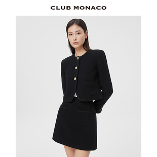 CLUB 肌理感粗花呢静奢小香风毛呢短外套 MONACO羊毛混纺女装