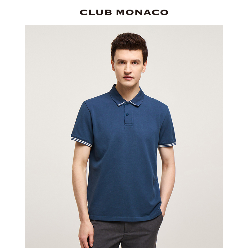 潮流撞色条纹短袖POLO衫