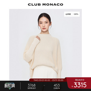 MONACO女士半高领宽松蝙蝠袖 CLUB 针织毛衣 100%山羊绒