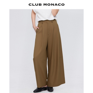 MONACO女士秋冬立体剪裁垂感高腰阔腿休闲裤 CLUB 100%绵羊毛
