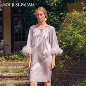 Pajama Not Just VEGA织女星系列22姆米真丝烫钻羽毛短晨袍