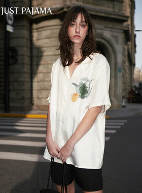 Not Just Pajama  Tea Moments系列真丝茶壶印花情侣套装短款