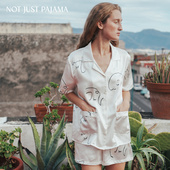 Just Pajama 22姆米真丝睡衣女短款 Not 印花家居服套装