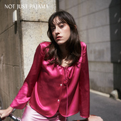 Just Pajama Pink系列圆领口抽绳真丝长袖 Not 开衫 22姆米真丝上衣