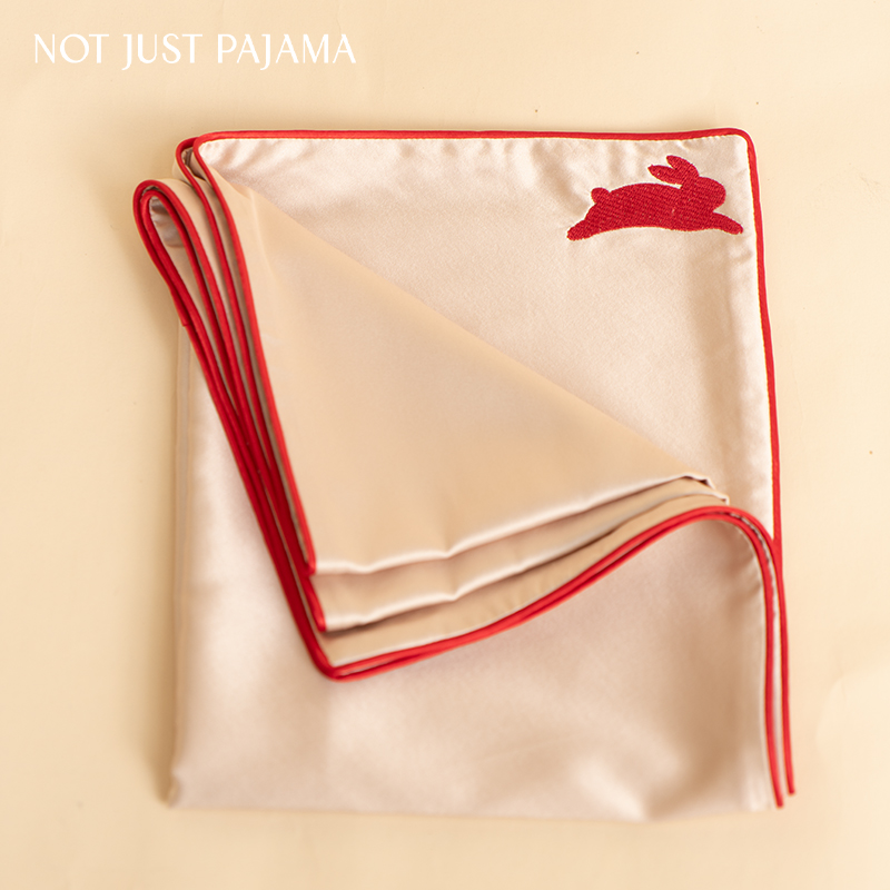 NJP兔子刺绣枕套礼盒22姆米