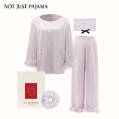 Not Just Pajama 新年礼物 VEGA22姆米真丝烫钻羽毛长袖 睡衣礼盒