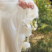 Pajama Not Just VEGA织女星系列22姆米真丝烫钻羽毛手提包