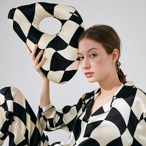 棋盘格系列NJP真丝抱枕