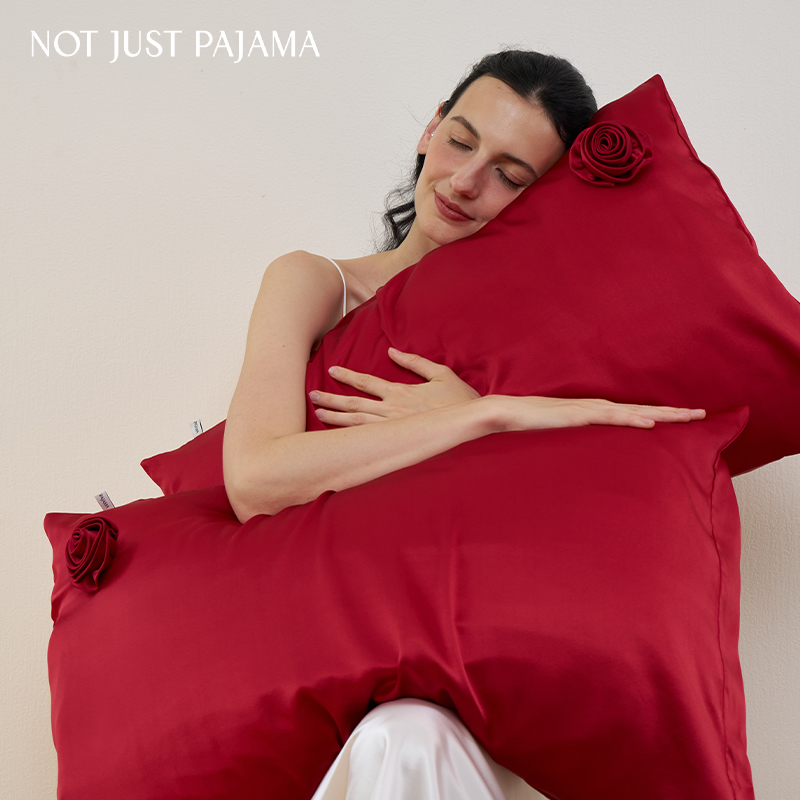 NJP真丝礼物手工花枕套