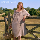 Not 睡裙 英伦牧场系列22姆米真丝棕色格子印花长袖 Just Pajama