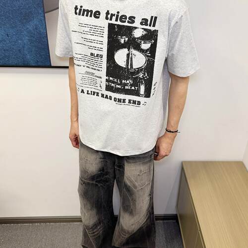 BUGUcleanfit文字青年浅灰色百搭