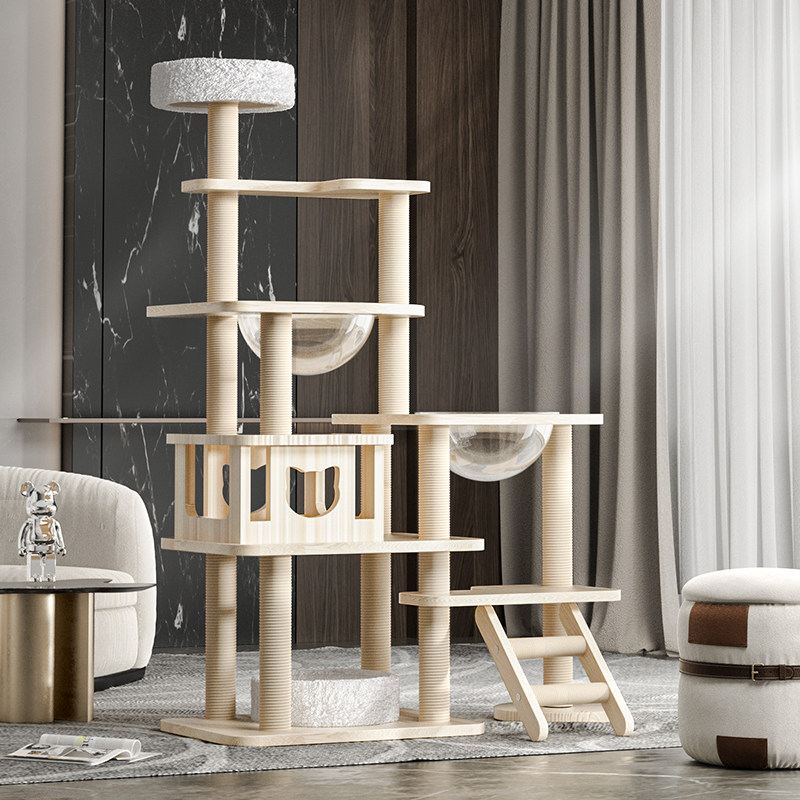 猫爬架猫窝猫树一体太空舱超大猫架实木猫架子跳台猫抓柱猫咪抓架