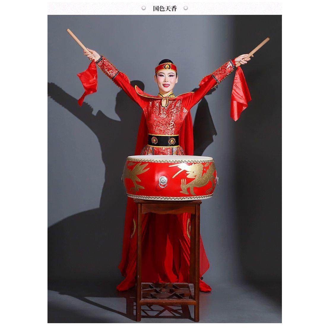 鼓舞打鼓演出服装女威风鼓打鼓服演出服中国风中国鼓大鼓表演服装