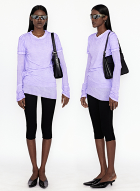 WEARABLE EVENT 紫色洗水针织长袖+短袖T恤