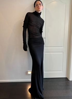 WEARABLE EVENT 罗纹收腰长半裙 Ribbed Maxi Skirt