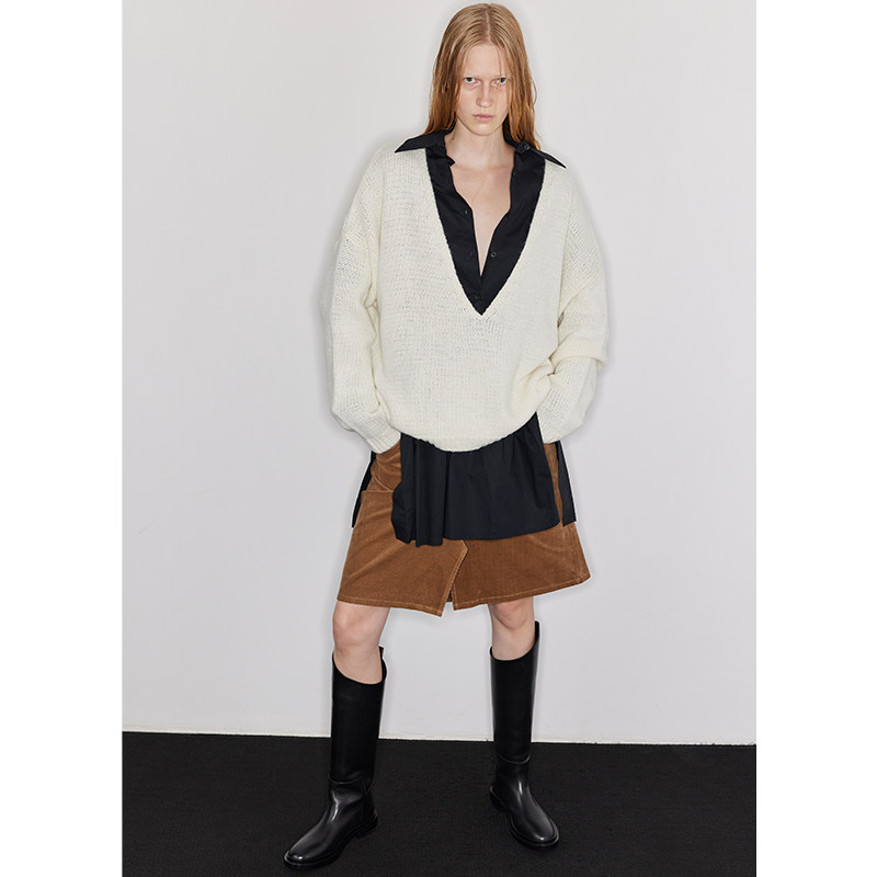 WEARABLE深V大廓型简约百搭毛衫