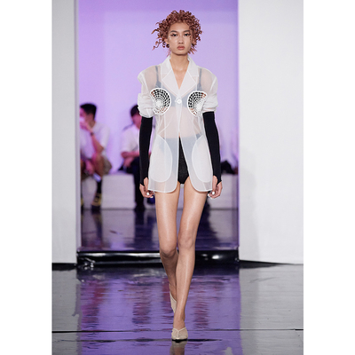 WEARABLE EVENT 钩针网纱西装薄外套